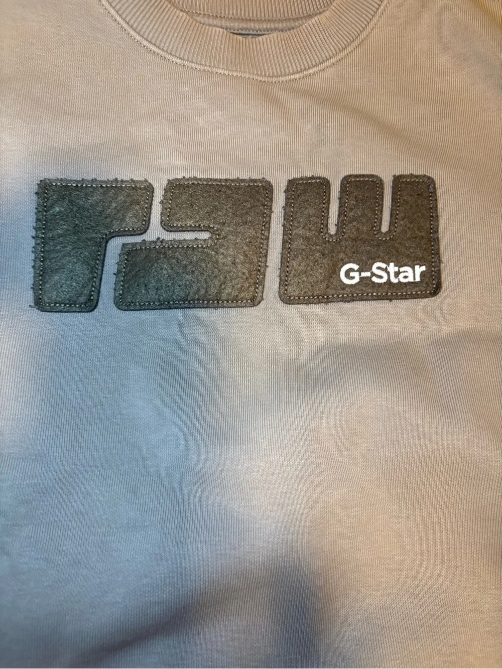 G-Star Men's Taupe Crewneck Sweatshirt with Black Logo